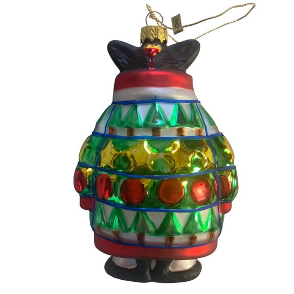 Vintage Kurt Adler Linnea Riley Glass Cat in Ugly Christmas Sweater Ornament - Picture 11 of 11